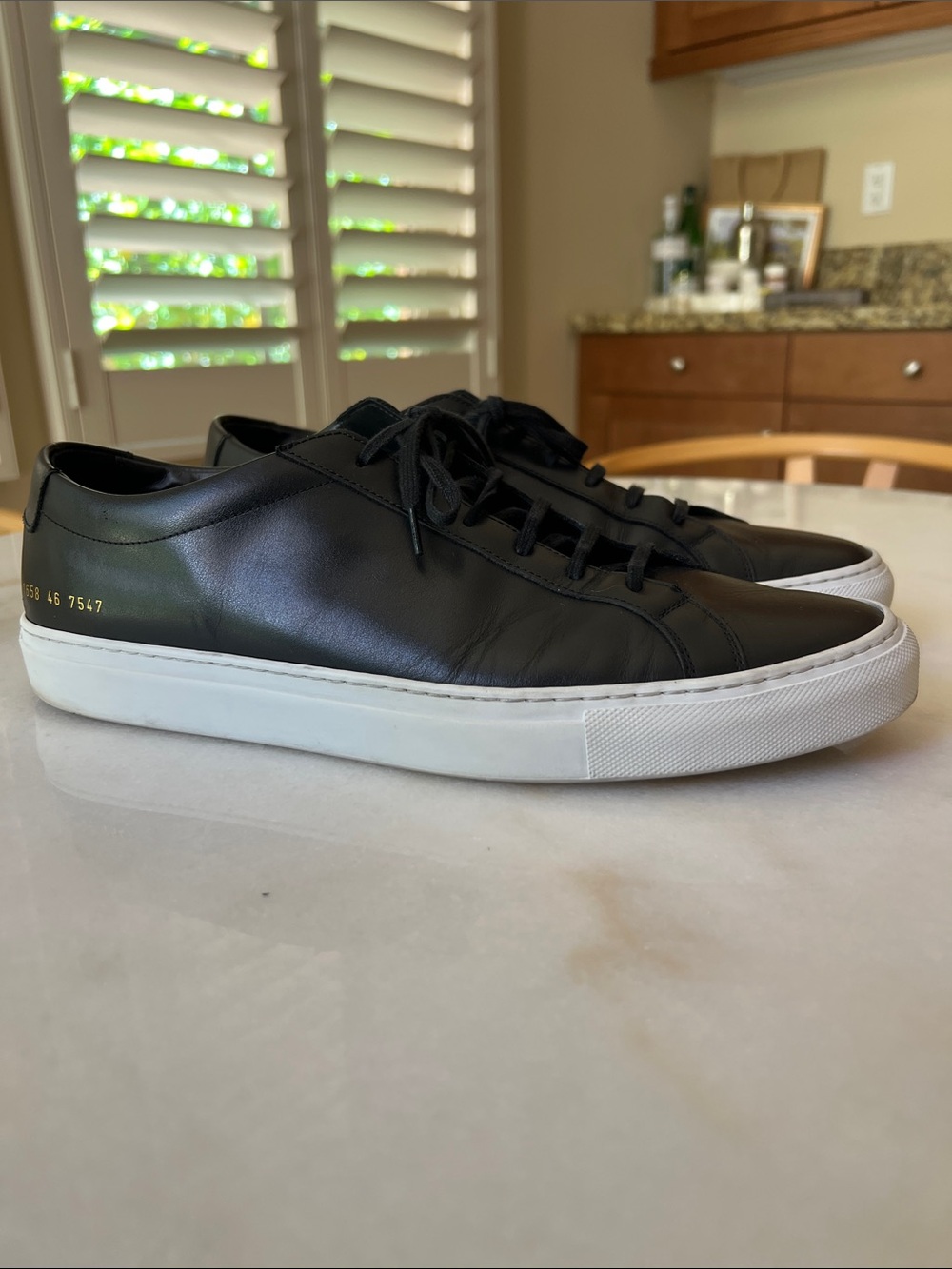 Common Projects Achilles Black Leather Low-Top Sneakers with White Sole